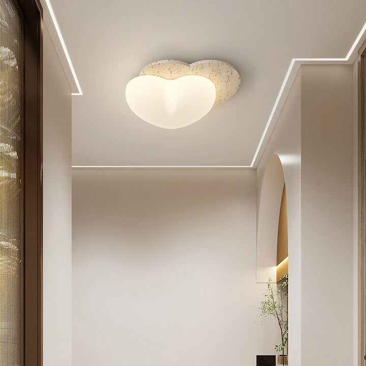 Luz de techo empotrada LED de burbujas de pentagrama de corazón japonés tradicional de travertino amarillo PE para pasillos 