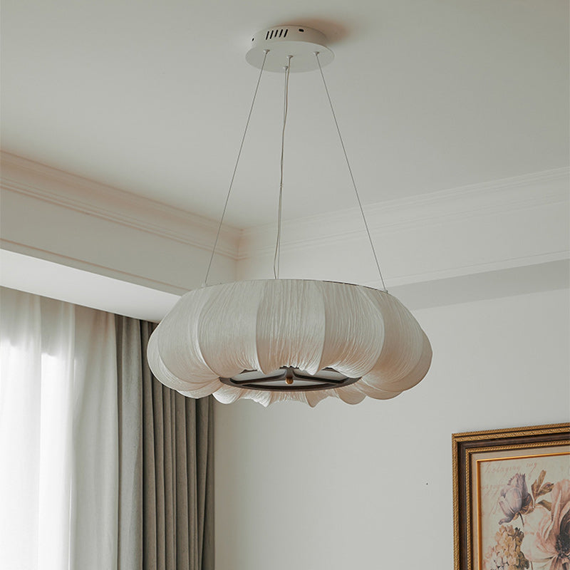 Abat-jour rond en tissu traditionnel français Fer Bois massif LED Lustres pour salon 