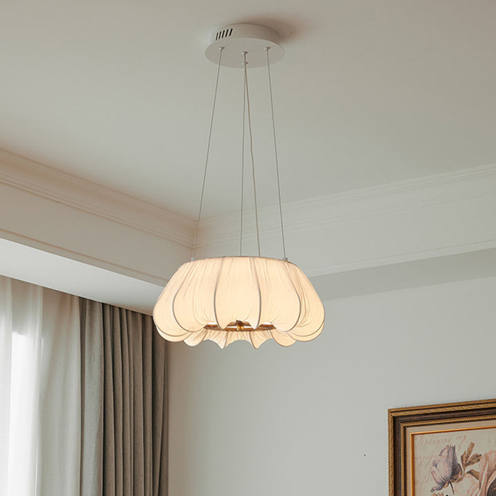 Abat-jour rond en tissu traditionnel français Fer Bois massif LED Lustres pour salon 