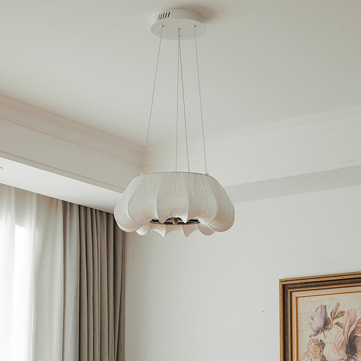 Abat-jour rond en tissu traditionnel français Fer Bois massif LED Lustres pour salon 