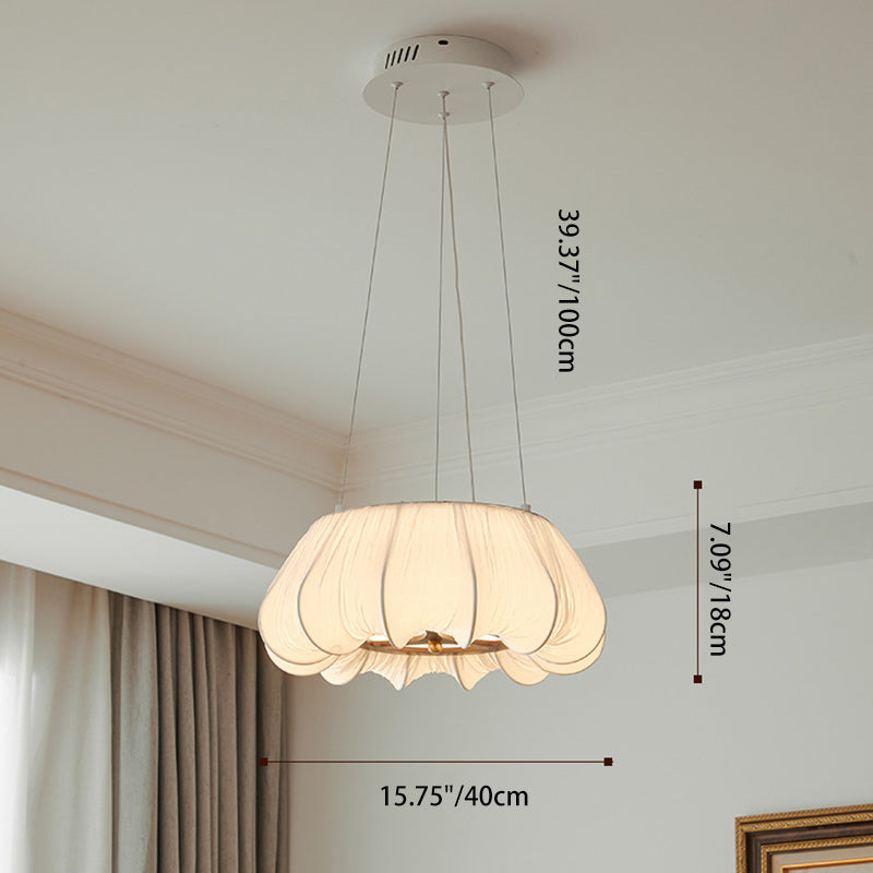 Abat-jour rond en tissu traditionnel français Fer Bois massif LED Lustres pour salon 