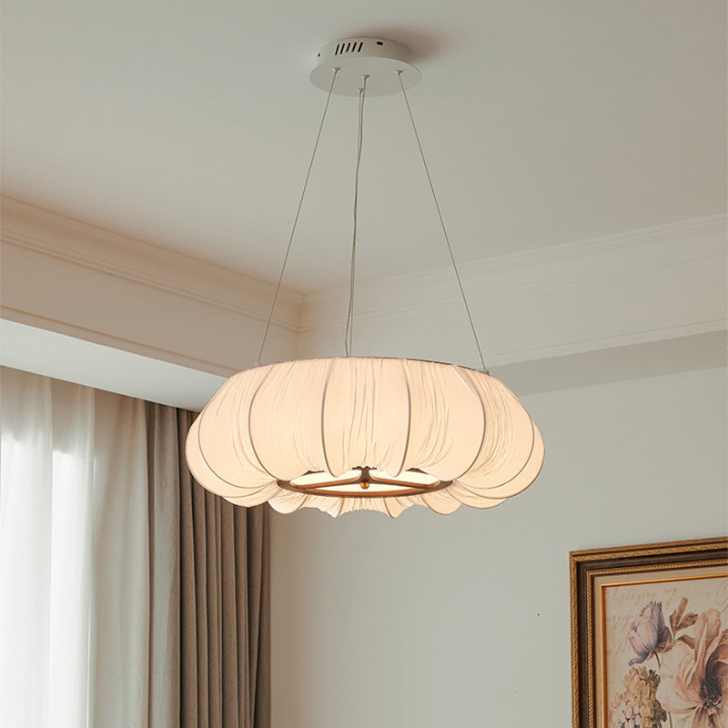 Abat-jour rond en tissu traditionnel français Fer Bois massif LED Lustres pour salon 