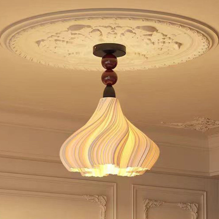 Pantalla de lámpara de PLA de hierro con forma de falda oscilante de cúpula francesa tradicional 1 - Luz colgante para sala de estar 