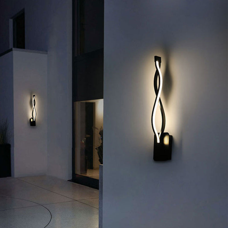 Lámpara Aplique de Pared LED de Espiral Impermeable de Acrílico Hierro y Aluminio de Simplicidad Moderna para Patio Exterior 