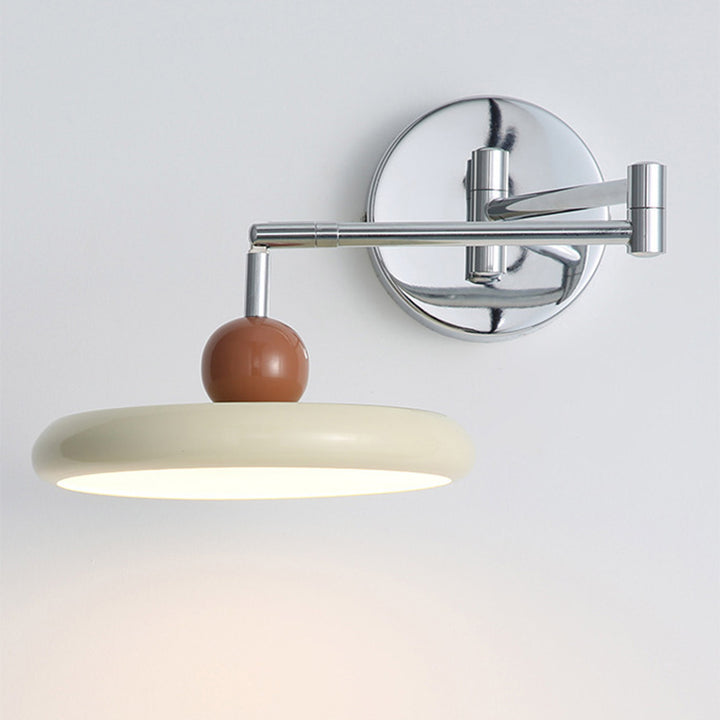 Contemporary Nordic Round Rocker Iron Lampshade LED Wall Sconce Lamp For Bedroom