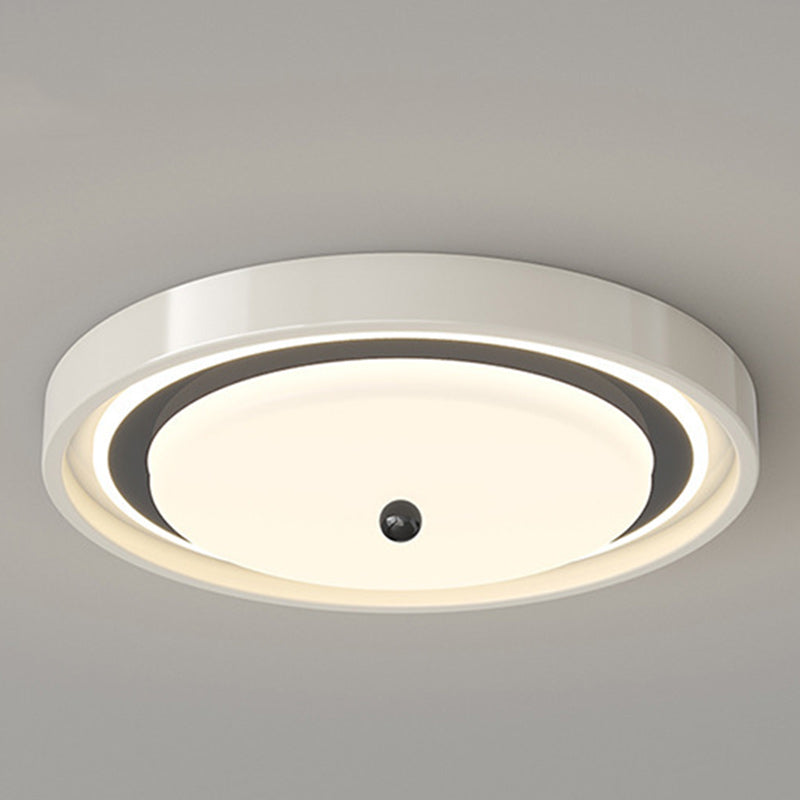 Contemporary Scandinavian Round Hardware PC LED Flush Mount Ceiling Light For Bedroom