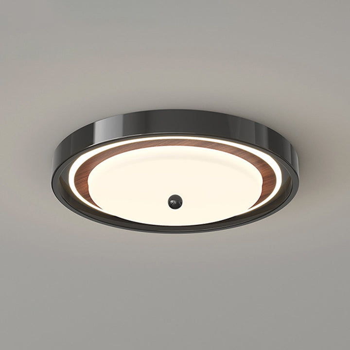 Contemporary Scandinavian Round Hardware PC LED Flush Mount Ceiling Light For Bedroom