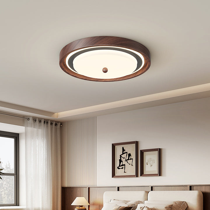 Contemporary Scandinavian Round Hardware PC LED Flush Mount Ceiling Light For Bedroom
