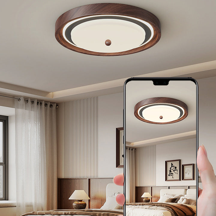 Contemporary Scandinavian Round Hardware PC LED Flush Mount Ceiling Light For Bedroom