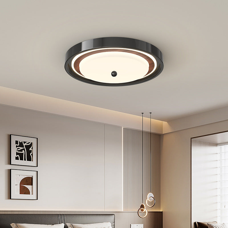 Contemporary Scandinavian Round Hardware PC LED Flush Mount Ceiling Light For Bedroom