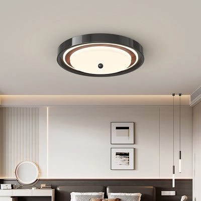 Zeitgenössische skandinavische runde Hardware-PC-LED-Deckenleuchte für das Schlafzimmer 