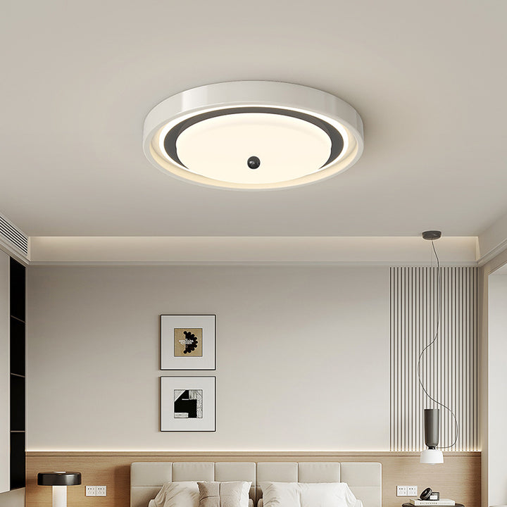 Contemporary Scandinavian Round Hardware PC LED Flush Mount Ceiling Light For Bedroom