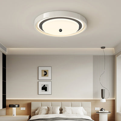 Zeitgenössische skandinavische runde Hardware-PC-LED-Deckenleuchte für das Schlafzimmer 