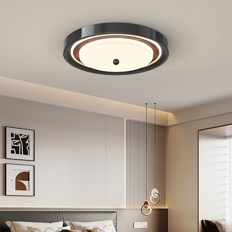 Contemporary Scandinavian Round Hardware PC LED Flush Mount Ceiling Light For Bedroom