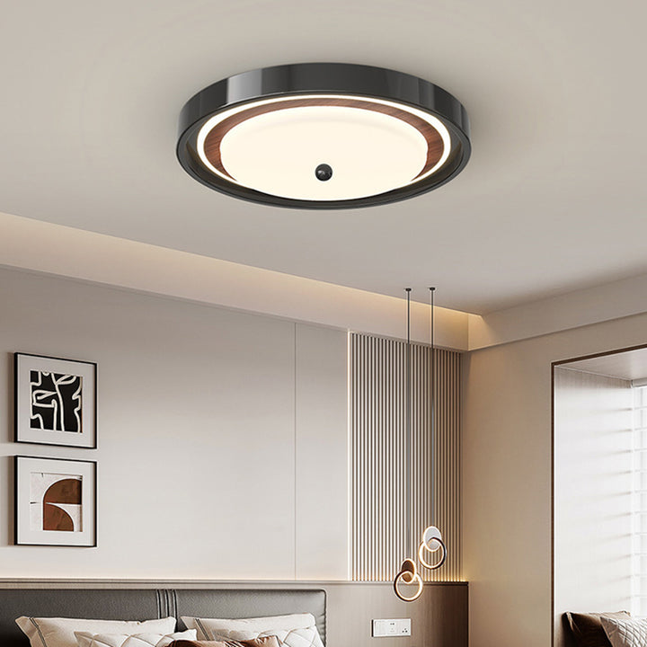 Contemporary Scandinavian Round Hardware PC LED Flush Mount Ceiling Light For Bedroom