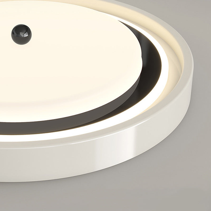 Contemporary Scandinavian Round Hardware PC LED Flush Mount Ceiling Light For Bedroom