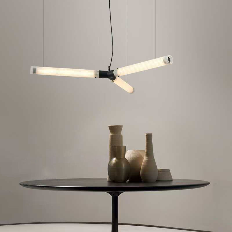 Modern Art Deco Light Sticks Acrylic Lampshade Iron LED Chandeliers For Living Room