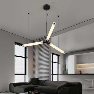 Modern Art Deco Light Sticks Acrylic Lampshade Iron LED Chandeliers For Living Room