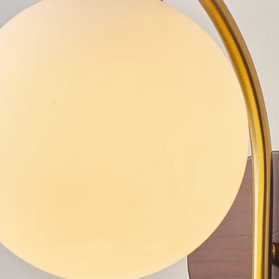 Contemporary Retro Round Glass Lampshade Ash Hardware 1 - Light Wall Sconce Lamp For Living Room