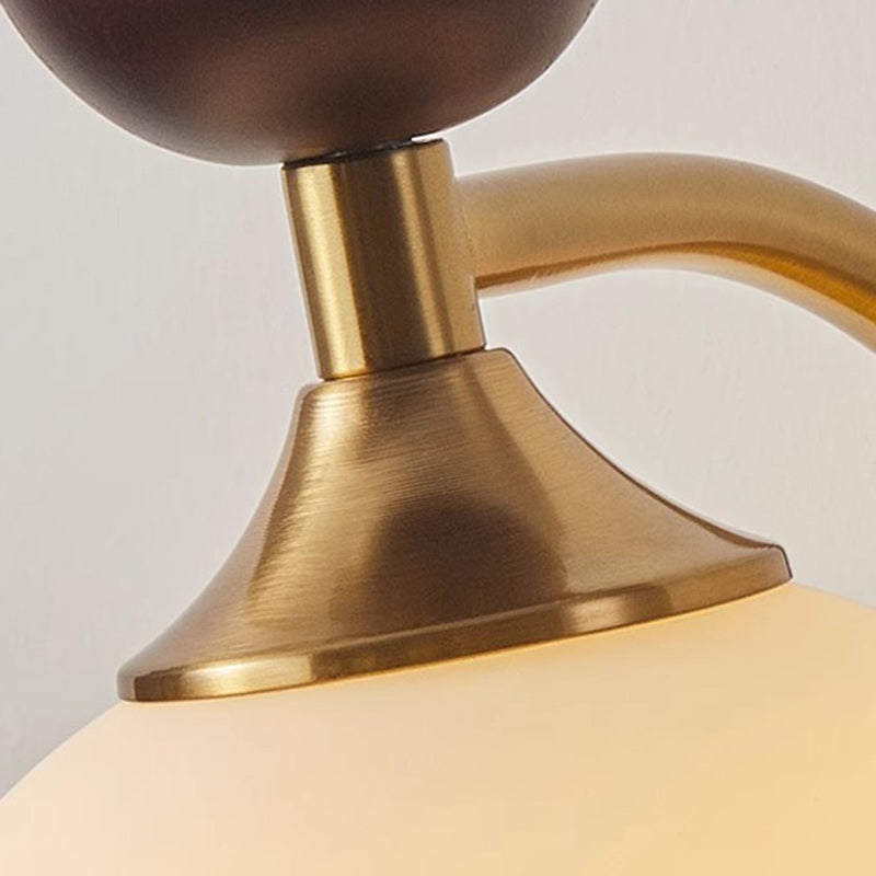 Contemporary Retro Round Glass Lampshade Ash Hardware 1 - Light Wall Sconce Lamp For Living Room