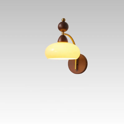Contemporary Retro Round Glass Lampshade Ash Hardware 1 - Light Wall Sconce Lamp For Living Room