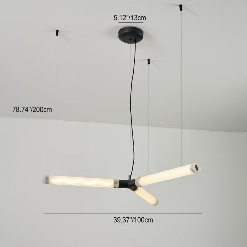 Modern Art Deco Light Sticks Acrylic Lampshade Iron LED Chandeliers For Living Room