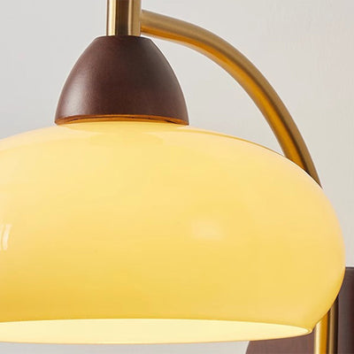 Contemporary Retro Round Glass Lampshade Ash Hardware 1 - Light Wall Sconce Lamp For Living Room