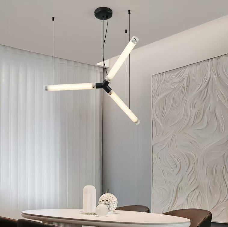 Modern Art Deco Light Sticks Acrylic Lampshade Iron LED Chandeliers For Living Room
