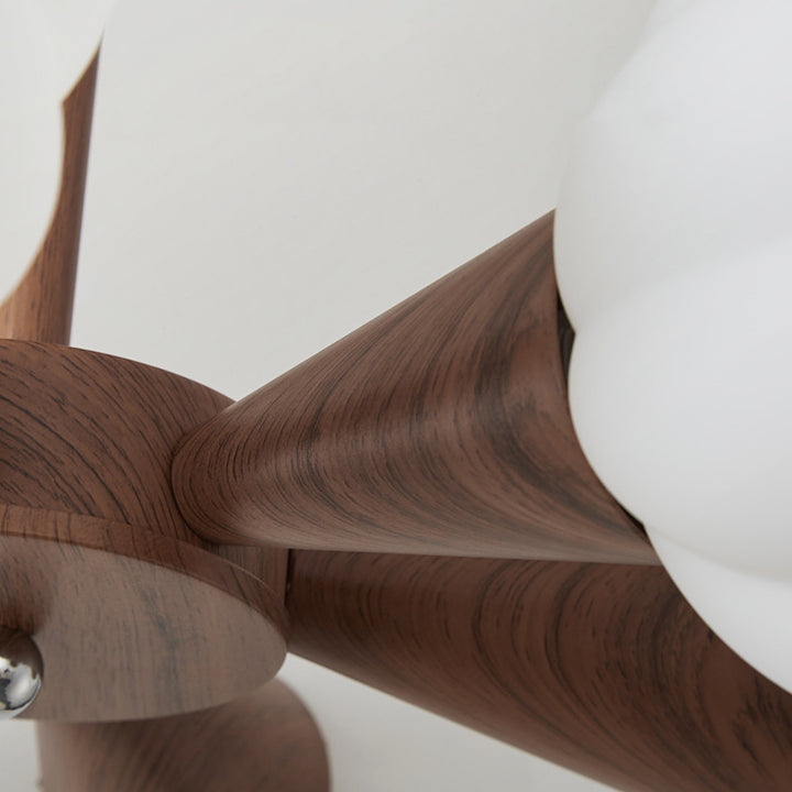 Pantalla de lámpara de calabaza de vidrio retro contemporáneo con cúpula de madera 4/6 - Lámparas de araña para sala de estar 