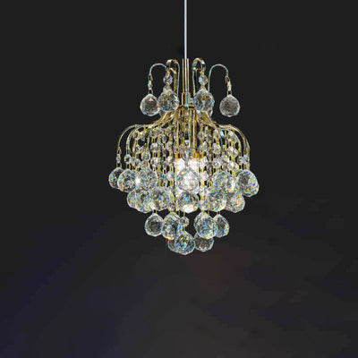 Modern Luxury Round Crystal Blocks Lampshade Hardware 1 - Light Pendant Light For Living Room
