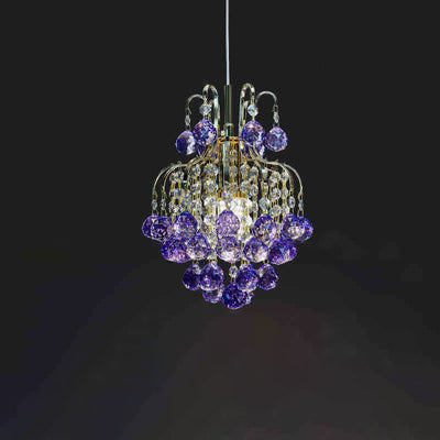 Modern Luxury Round Crystal Blocks Lampshade Hardware 1 - Light Pendant Light For Living Room