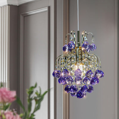 Modern Luxury Round Crystal Blocks Lampshade Hardware 1 - Light Pendant Light For Living Room