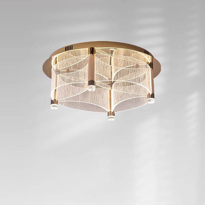 Luminaire de plafond moderne de luxe rond en acrylique avec abat-jour en acier inoxydable et aluminium à LED pour salon 