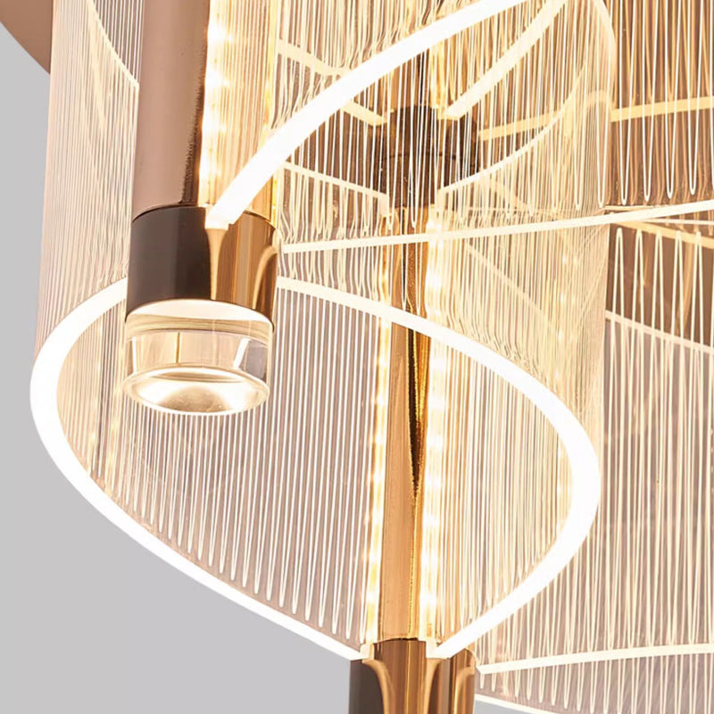 Modern Luxury Round Acrylic Lampshade Stainless Steel Aluminum LED Flush Mount Ceiling Light For Living Room