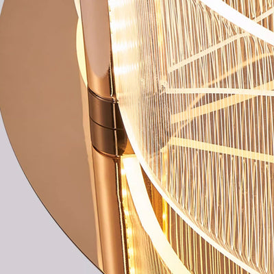 Modern Luxury Round Acrylic Lampshade Stainless Steel Aluminum LED Flush Mount Ceiling Light For Living Room