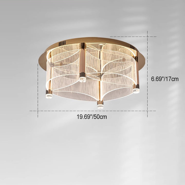 Luminaire de plafond moderne de luxe rond en acrylique avec abat-jour en acier inoxydable et aluminium à LED pour salon 