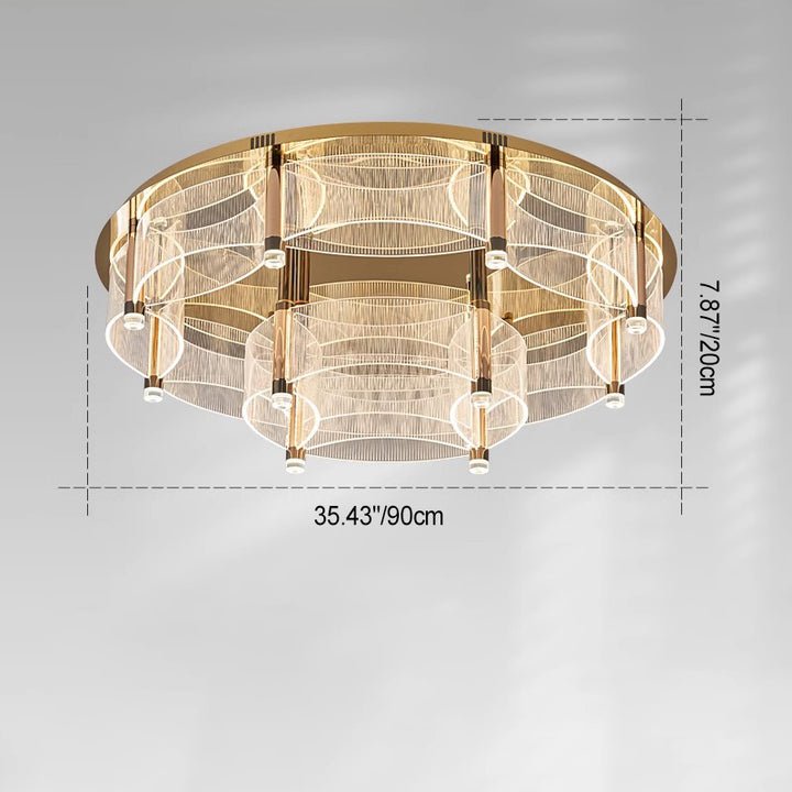 Luminaire de plafond moderne de luxe rond en acrylique avec abat-jour en acier inoxydable et aluminium à LED pour salon 