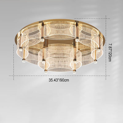 Modern Luxury Round Acrylic Lampshade Stainless Steel Aluminum LED Flush Mount Ceiling Light For Living Room
