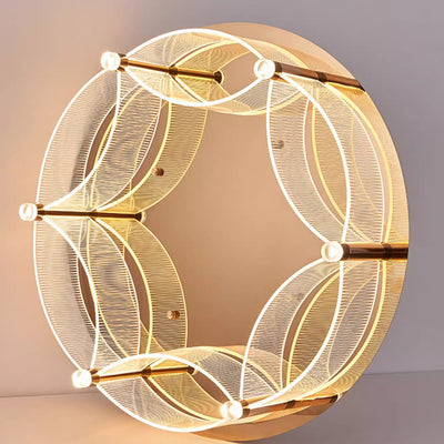 Modern Luxury Round Acrylic Lampshade Stainless Steel Aluminum LED Flush Mount Ceiling Light For Living Room