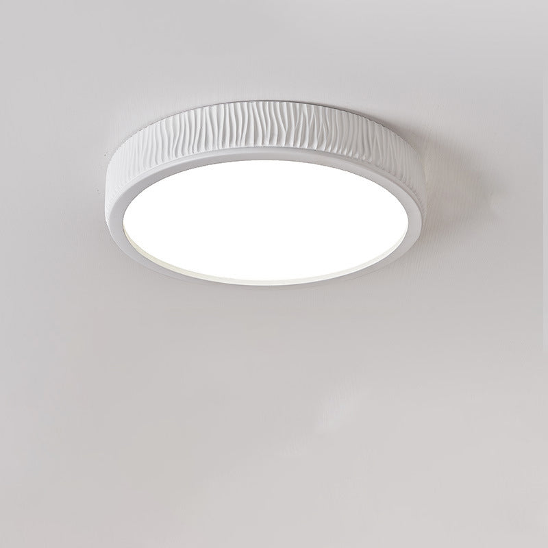 Zeitgenössische nordische runde Creme vertikale Streifen Acrylharz Lampenschirm Eisen LED Deckenleuchte für Schlafzimmer 