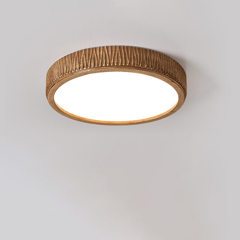 Zeitgenössische nordische runde Creme vertikale Streifen Acrylharz Lampenschirm Eisen LED Deckenleuchte für Schlafzimmer 