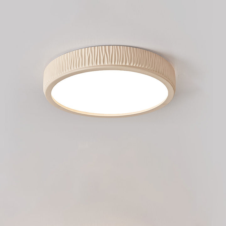Plafonnier LED en fer avec abat-jour en résine acrylique à rayures verticales crème ronde nordique contemporaine pour chambre 