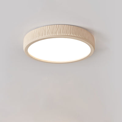 Zeitgenössische nordische runde Creme vertikale Streifen Acrylharz Lampenschirm Eisen LED Deckenleuchte für Schlafzimmer 