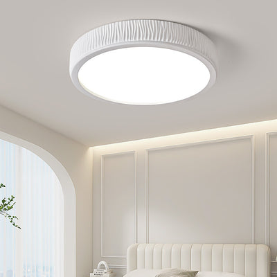 Zeitgenössische nordische runde Creme vertikale Streifen Acrylharz Lampenschirm Eisen LED Deckenleuchte für Schlafzimmer 