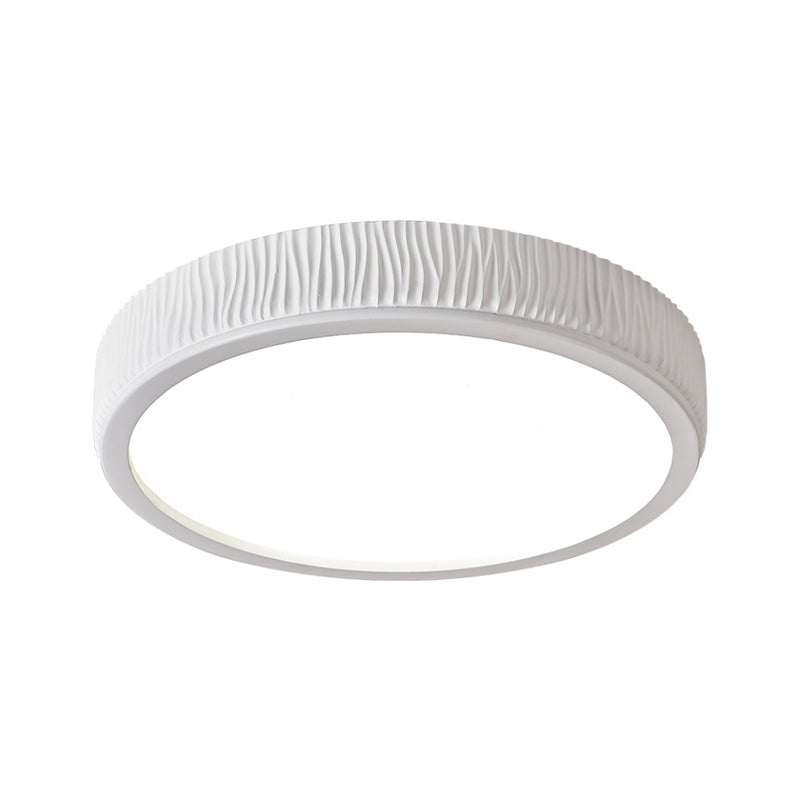 Zeitgenössische nordische runde Creme vertikale Streifen Acrylharz Lampenschirm Eisen LED Deckenleuchte für Schlafzimmer 
