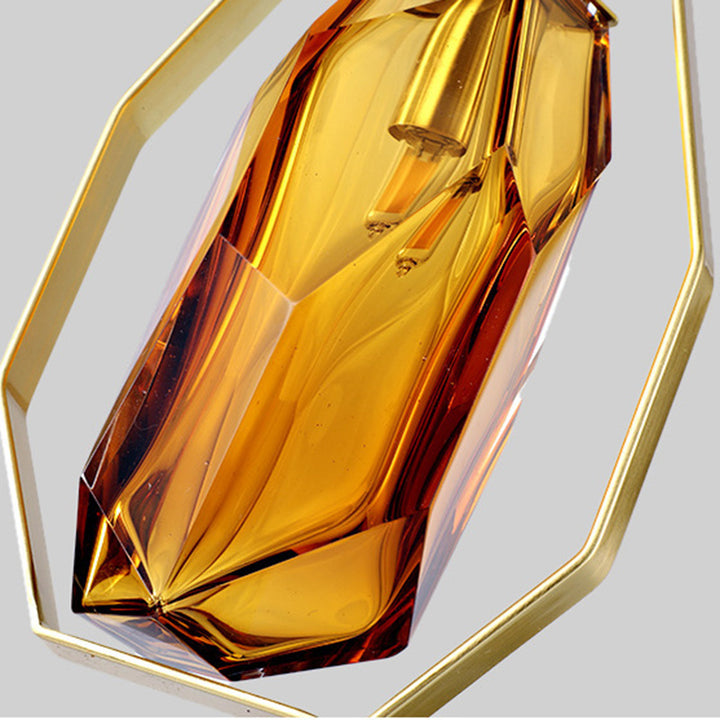 Abat-jour en verre transparent scandinave contemporain en forme de polygone en fer 1 - Suspension lumineuse pour le salon 