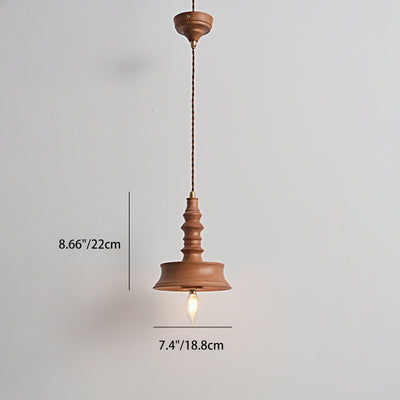 Traditional Japanese Dome Rubber Wood Lampshade Hardware 1 - Light Pendant Light For Dining Room