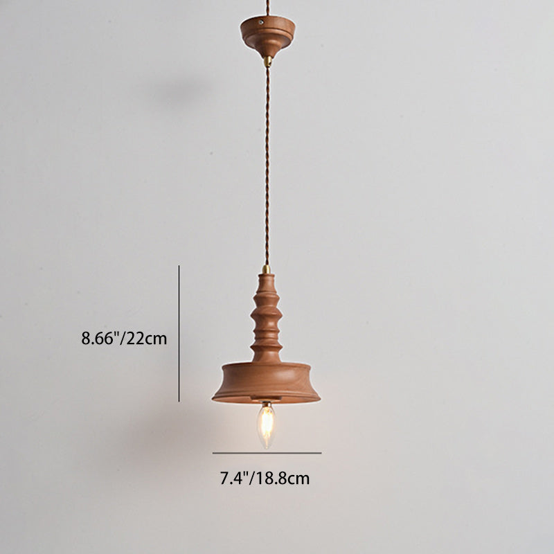 Traditional Japanese Dome Rubber Wood Lampshade Hardware 1 - Light Pendant Light For Dining Room