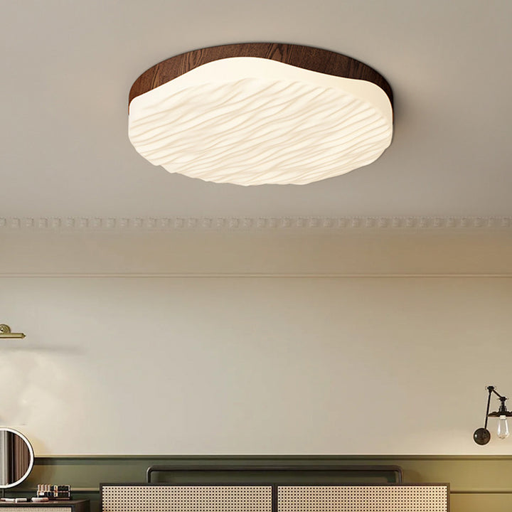 Luz de techo LED montada al ras de acrílico de hierro redondo retro contemporáneo para dormitorio 
