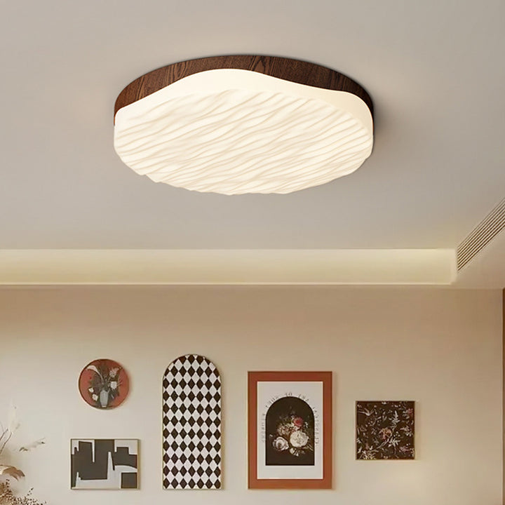Luz de techo LED montada al ras de acrílico de hierro redondo retro contemporáneo para dormitorio 